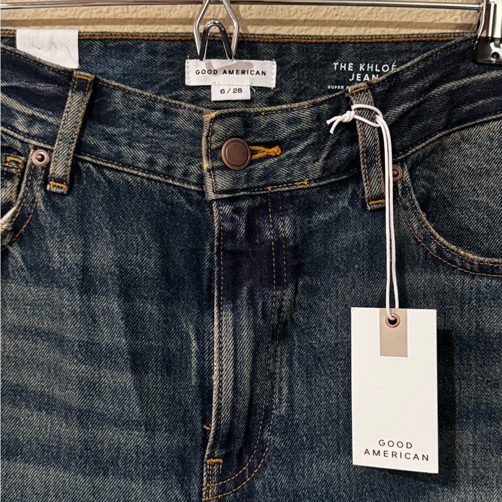 Good American The Khloé Jean Patchwork High Rise Straight 6/28 NWT - Picture 4 of 7